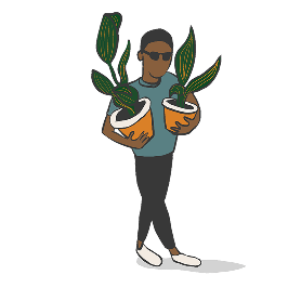 Man holding plants
