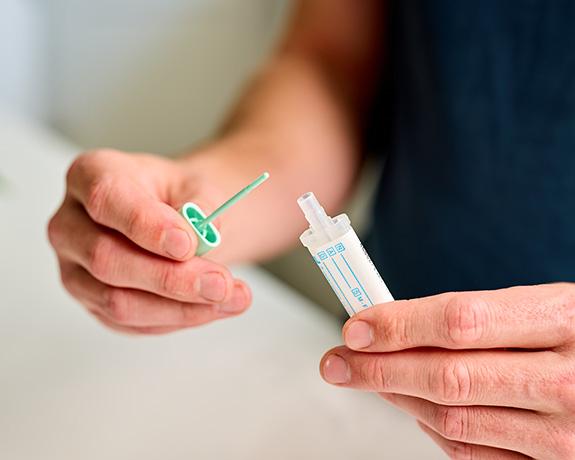 Gut health test kit in use