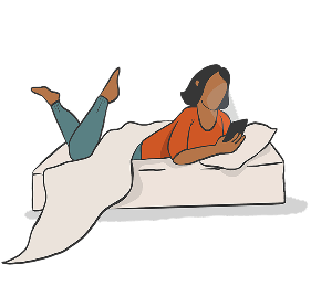 Woman on phone in bed
