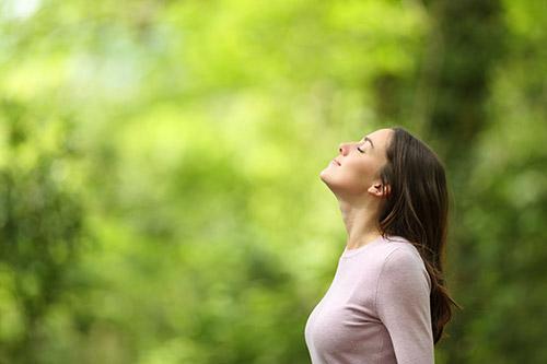 Woman outside mindful