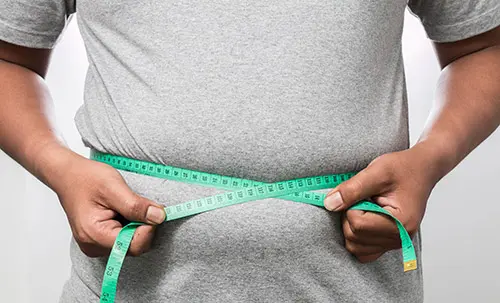 Obese stomach with tape measure