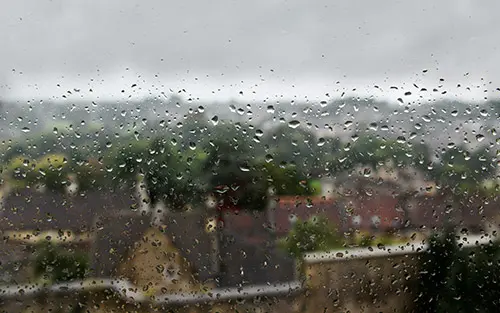 Rainy view out of window